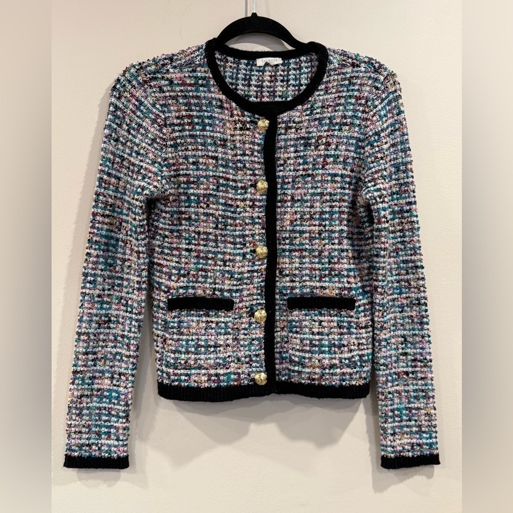 🔥Talbots Chic Multicolor Women’s Tweed Jacket with Gold Buttons Sz XS EUC🔥